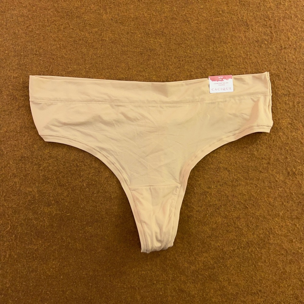 Cacique Womens Plus Size 18/20 Beige Comfort Bliss Seamless Thong Panty NWT